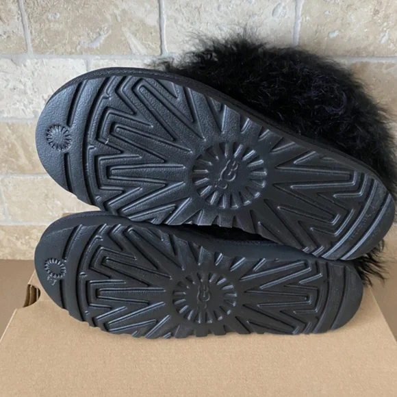 Fuzzy Sheepskin UGG Black Boots - Picture 3 of 3